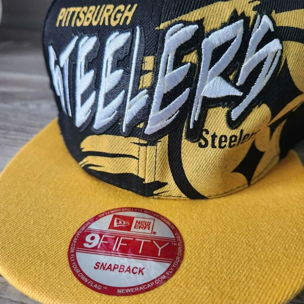 NFL Pittsburgh Steelers New Era 9Fifty Big Tall Graffiti Letter Snapback Hat Vtg
